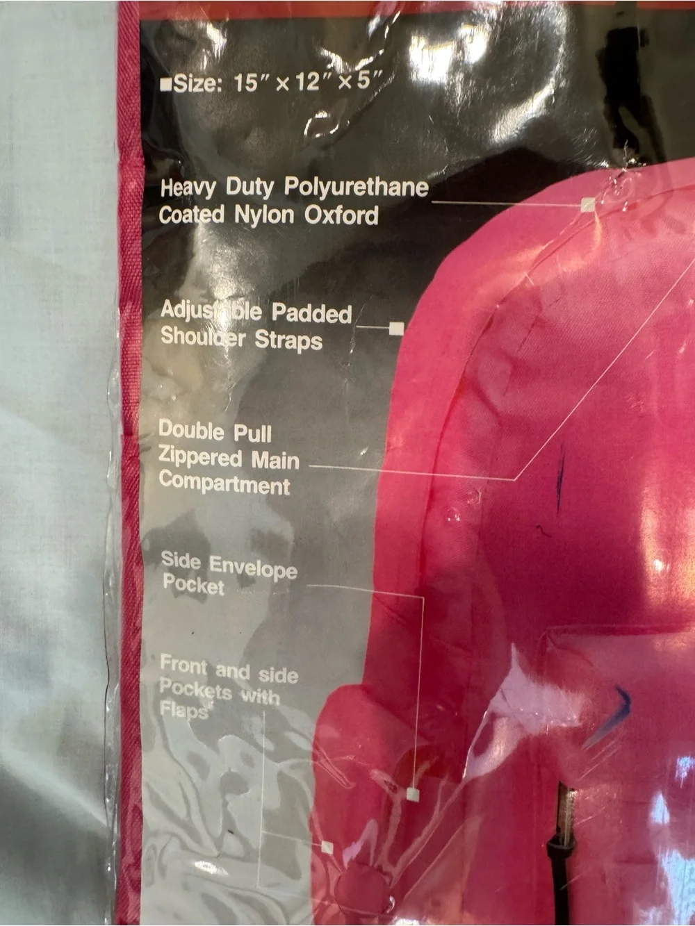 Vintage 1980s Sears “The Bag” backpack in bright pink, Model #98063.